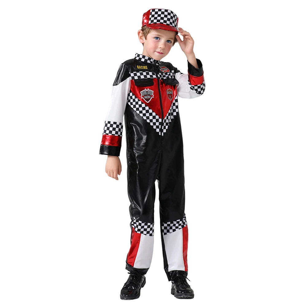 Child Race Car Driver Halloween Role-Playing Costume Kids Racer Uniform Fancy-Dress Ideas Birthday Gift And Party kids cosplay costume