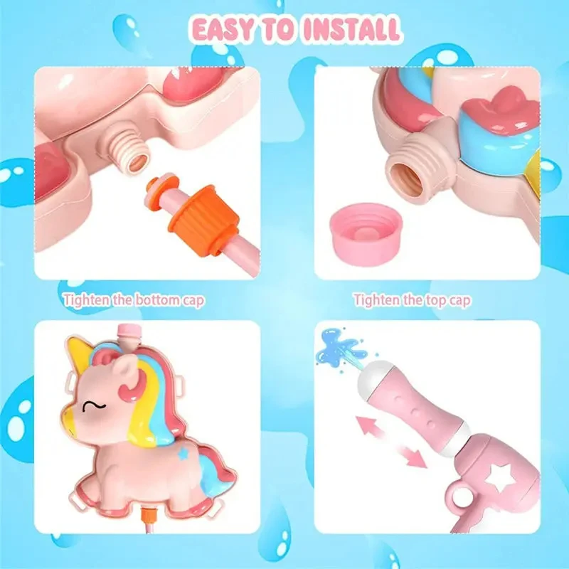 Children Summer Water Guns Toy Outdoors Swimming Pool Beach Paddle Toy Parent-Child Interaction Cartoon Backpack Water Fight Toy 5