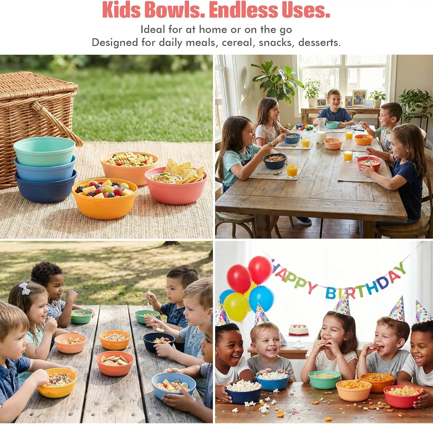 MASTERCOOK Plastic Bowls Set of 6 – 15oz Stackable Salad & Pasta Bowls 5