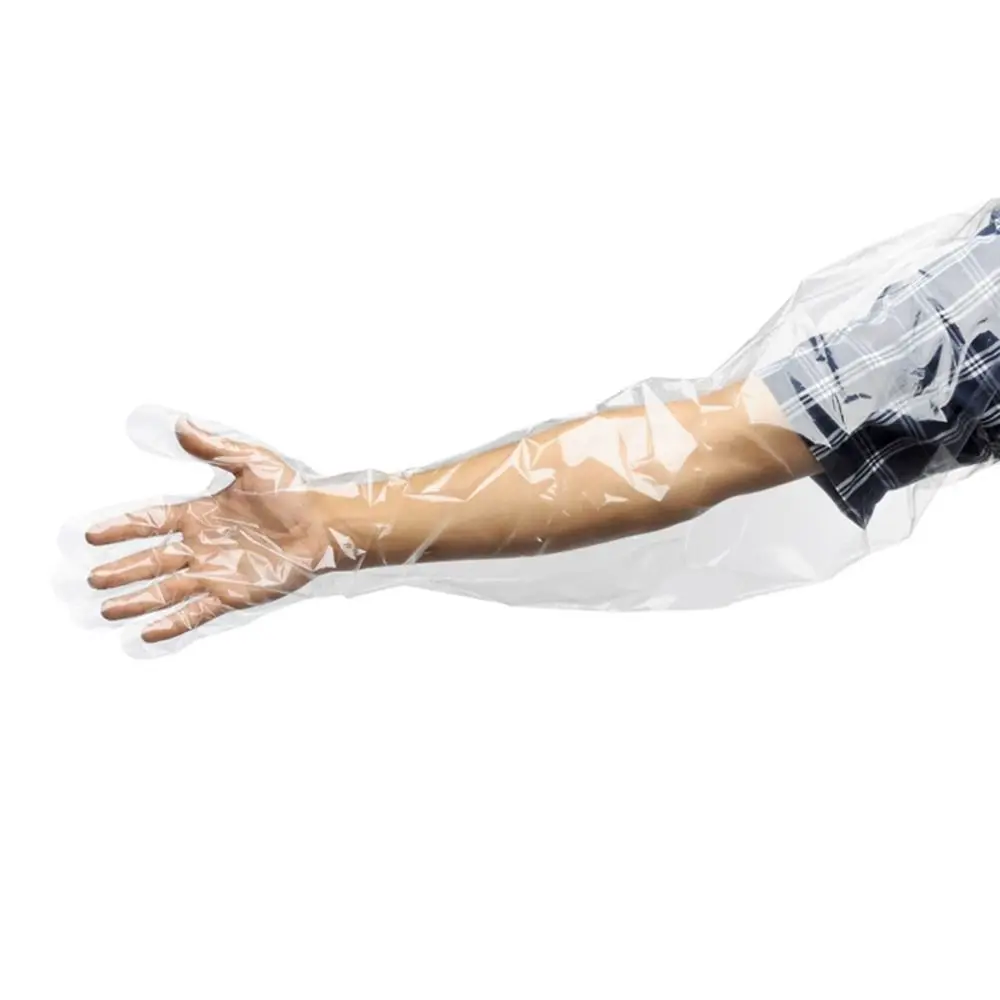 50Pcs Disposable Long Arm Glove Plastic Film Farm Cattle Sheep Glove Vet Non-toxic Plastic Midwifery Veterinary Supplies