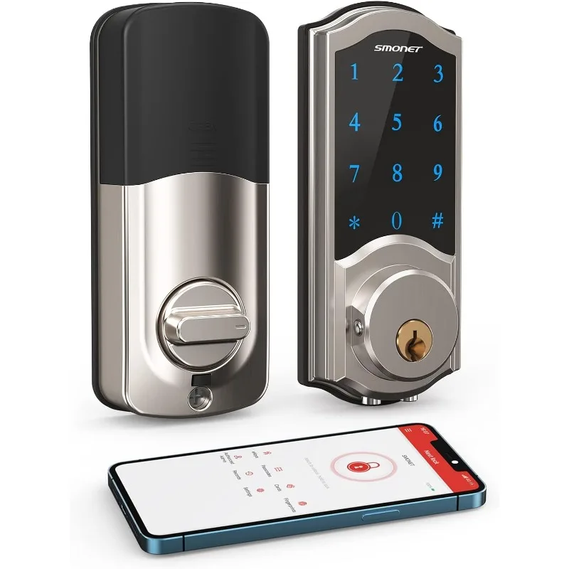 

Smart Deadbolt, SMONET Keyless Entry Door Lock for Front Door,Electronic Digital Keypad Smartphone Touch Unlock Bluetooth Remote