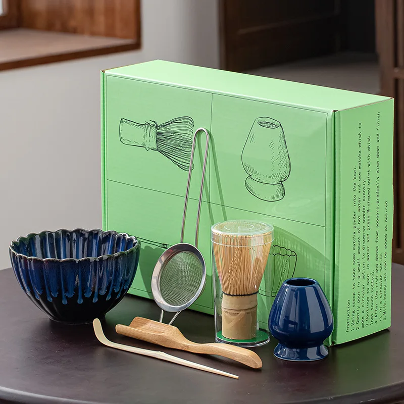 5-Piece Matcha Whisk Set: Ceramic Bowl (17oz), Bamboo Whisk, Scoop, Sifter & Holder | Perfect Gift For Tea Lovers