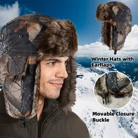 Men's Winter Trapper Aviator Trooper Earflap Warm Russian Hat Waterproof Ski Hat Bomber Cap Unisex Ear Protectors Earflap Hat 1