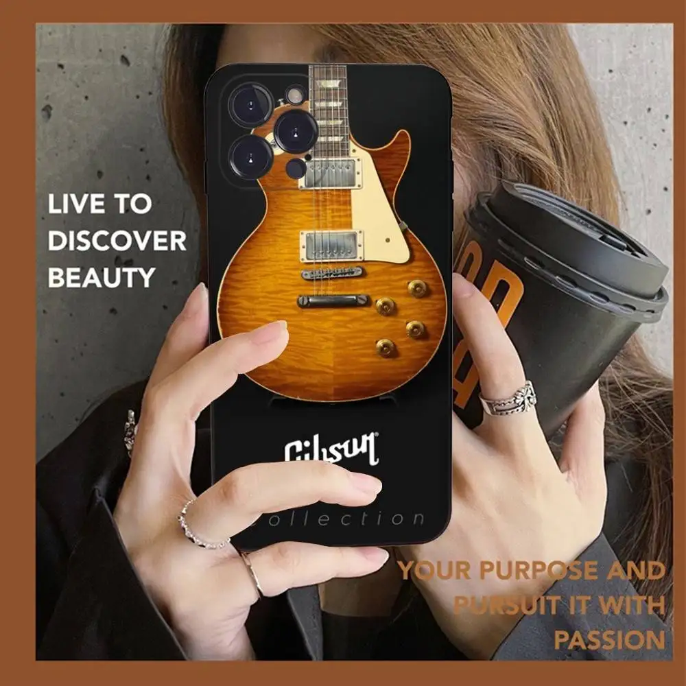 G-Gibson Musik-Handyhülle für iPhone 16 15 14 13 12 Mini 11 Pro XS Max X XR SE 6 7 8 Plus Weiche Silikonhülle – Detail 12