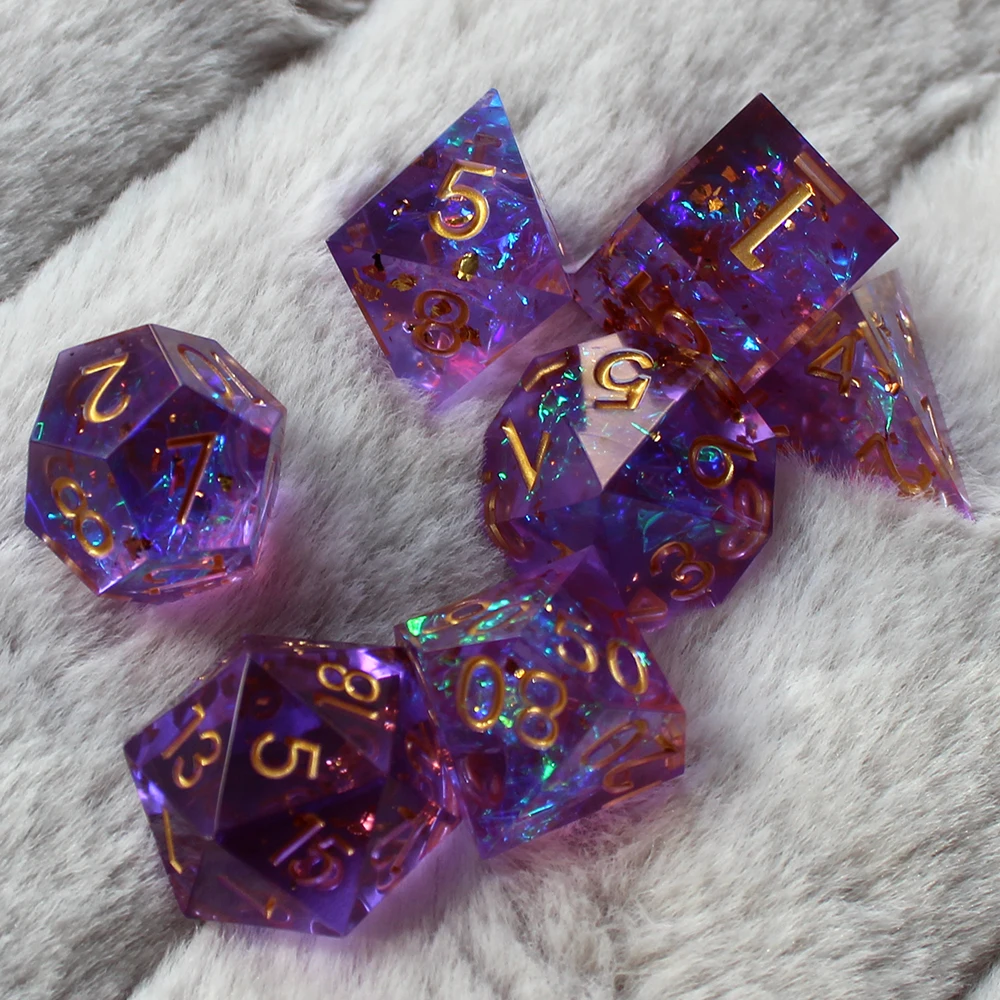 Resin Dice 7PCs Dnd Set game dice dice set Solid Polyhedral D&D Dice DND For Role Playing Rpg Rol Pathfinder Board Game Dragon Scale Gifts