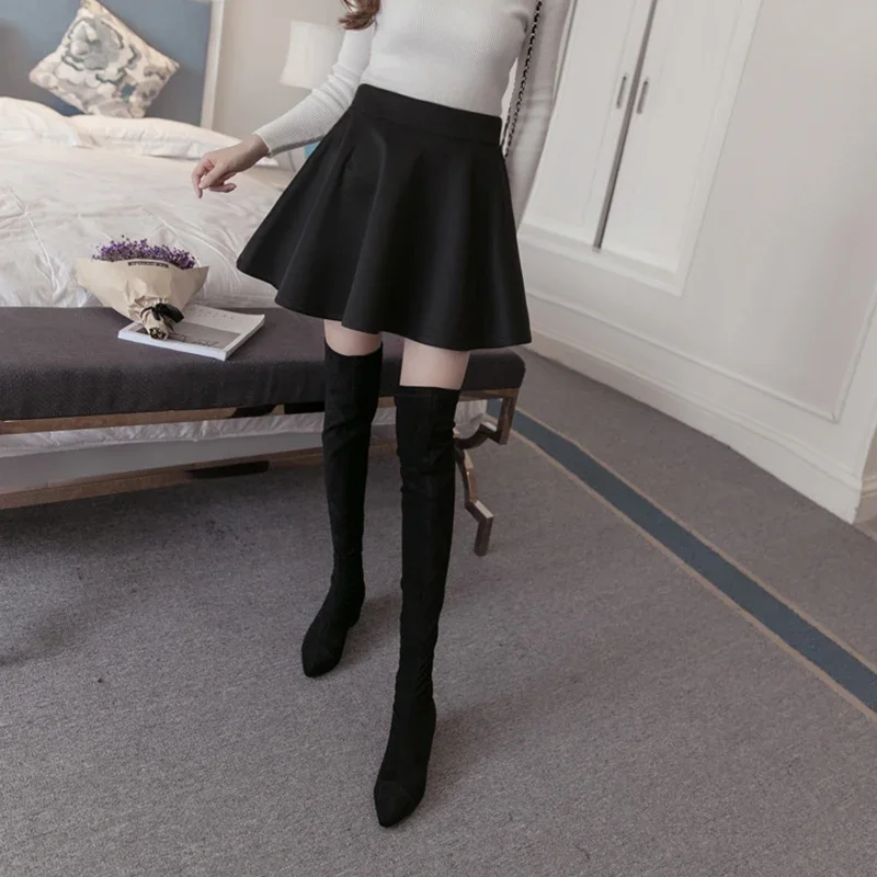 Women Solid Skirts Korean Style Women'S Skirt Harajuku Punk Female Ladies Elastic Faldas Ladies Midi Sexy Girl Mini Short Skirts Saia Feminina