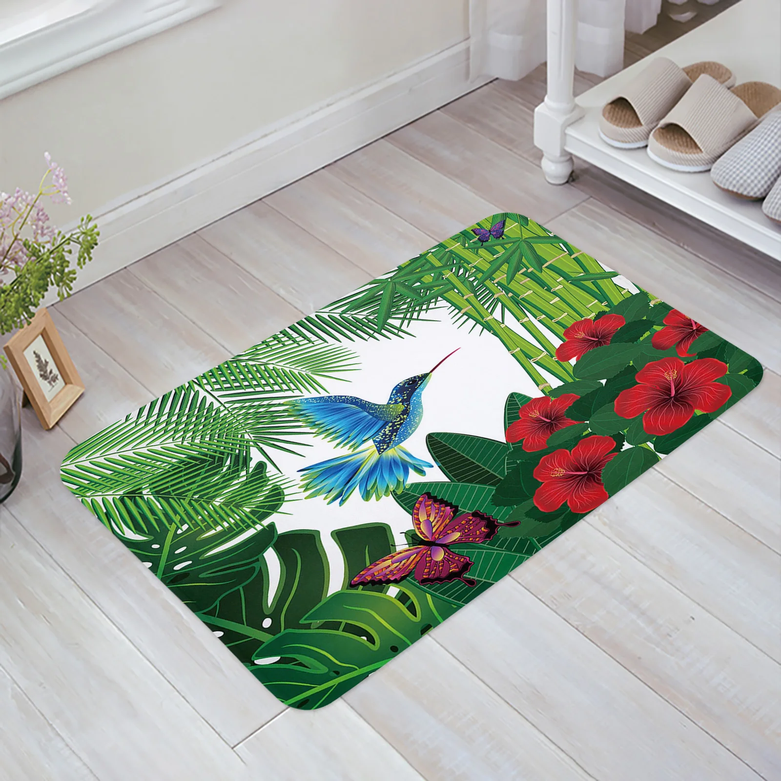 3D Flower Butterfly Fish 419 Non Slip Rug Mat