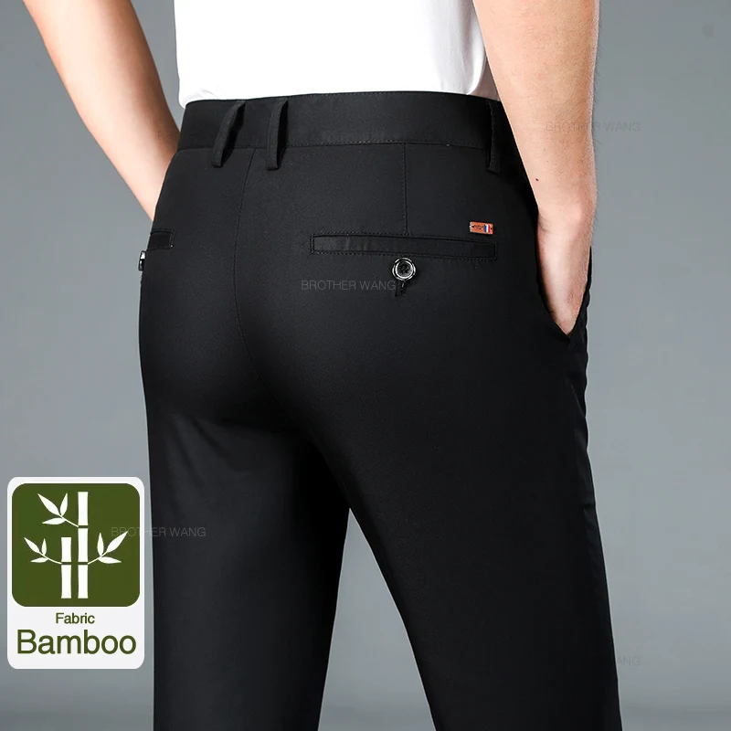 Men's Ultra-Thin Bamboo Fabric Elastic Casual Trousers - Soft & Straight in Classic Shades