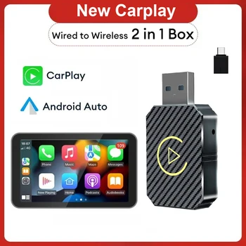 Dongle wireless CarPlay e Android Auto Smart AI 2 in 1 WIFI 5G Connessione rapida Adattatore wireless Plug & Play Carplay Auto Connect