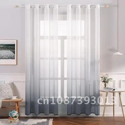 

HOME BILEE Sheer Gradient Curtains Voile Tulle Curtains for Bedroom Living Room Kitchen Decoration Window Treatment Drapes