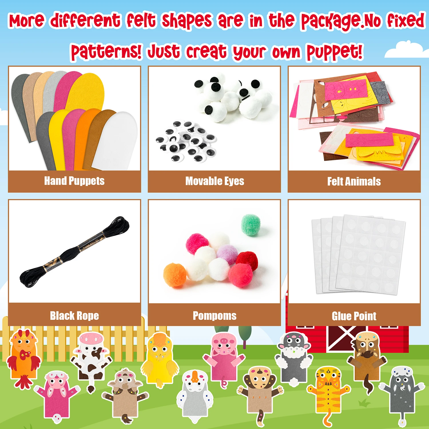 Animal-Themed DIY Hand Puppet Craft Kit