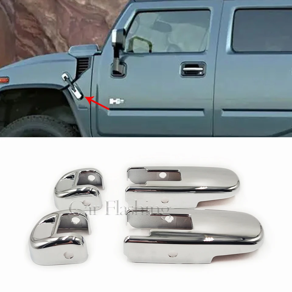 フード側ヒンジcapガードハマーH2 suv sut 2003-2009クローム4本のカー 