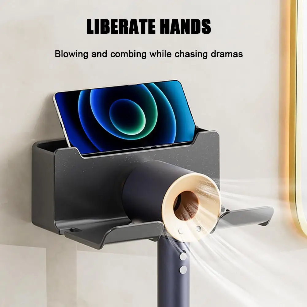 Hair Dryer Holder Wall Mounted Organized Rack Storage Anti-rust Scratch Resistant Tidy Tool Bedroom Bathroom Accessories Shelves