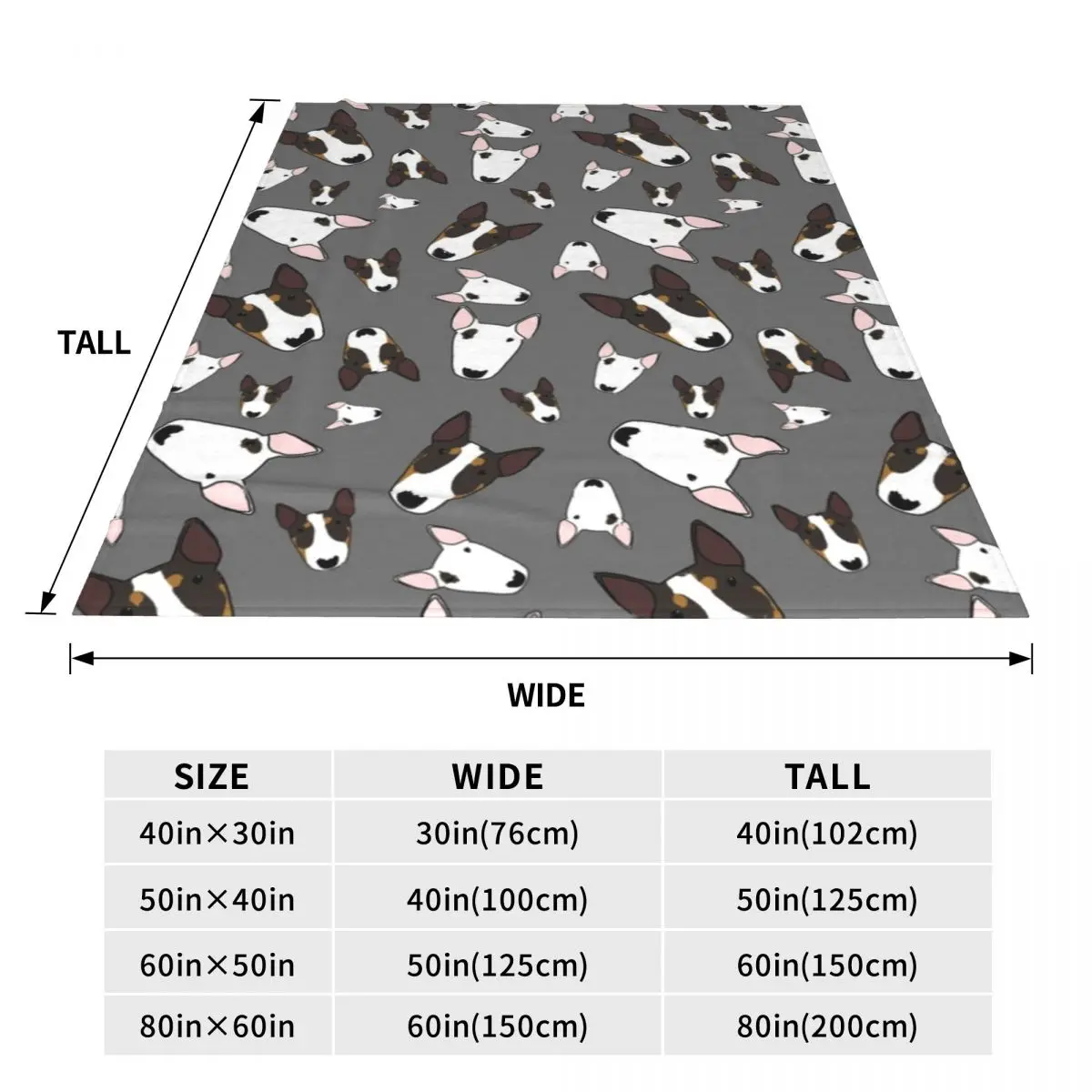 Bull Terrier Soft Durable Blankets Pet Gray Camping Bedding Throws Winter Funny Design Flannel Bedspread Sofa Bed Cover 6
