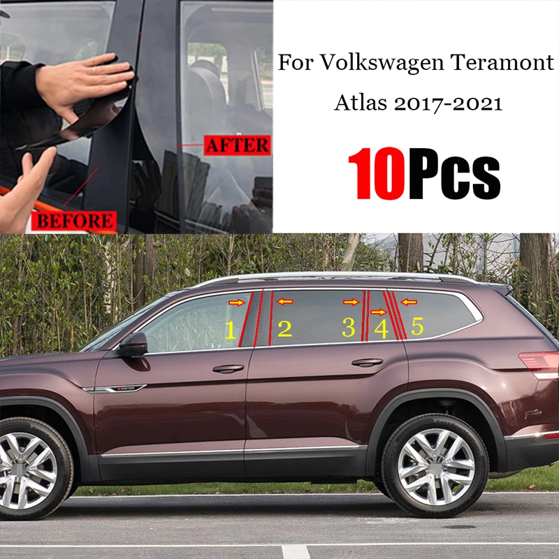 

Car B C Pillar Middle Central Column PC Window Trim Decoration Protection Stickers For Volkswagen VW Teramont Atlas 2017-2021