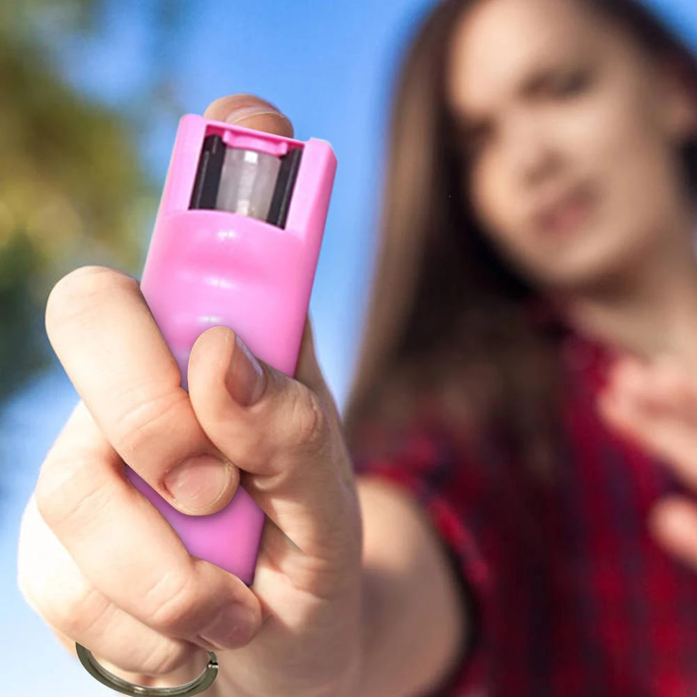 Multipurpose Pepper Spray Keychain Mini Portable Women Pepper Keychain Decoration with Finger Grip Protection Self Defense Spray