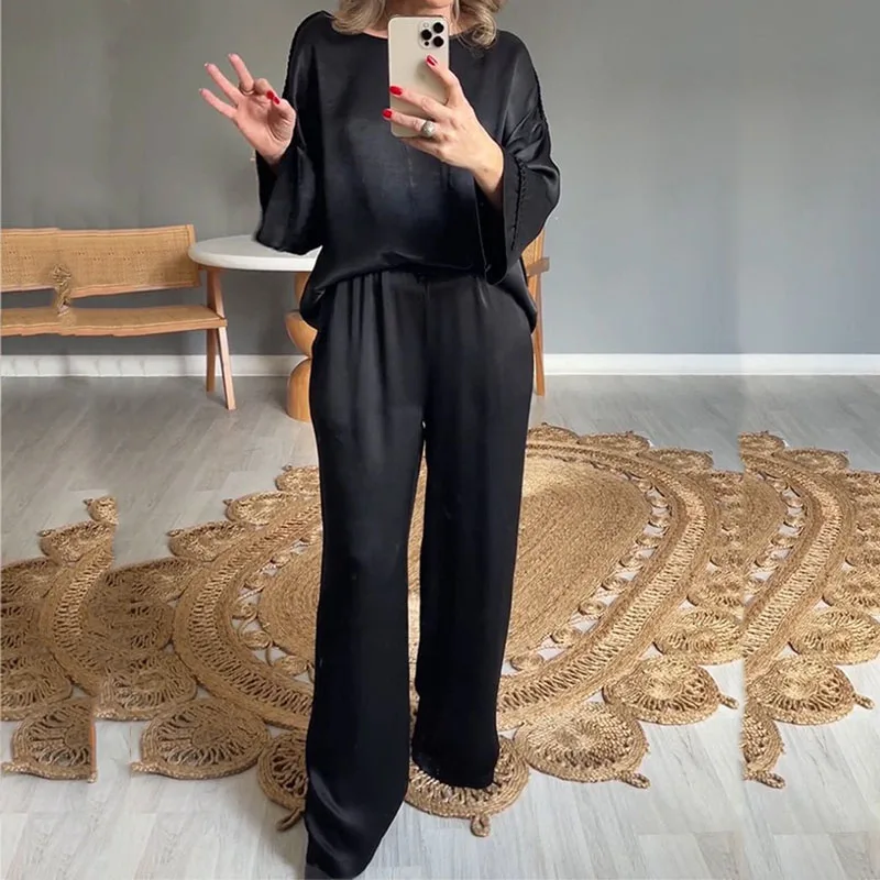 Summer Two Piece Suit Women Loose Pullover Crew Neck Casual Suit Women main image 1