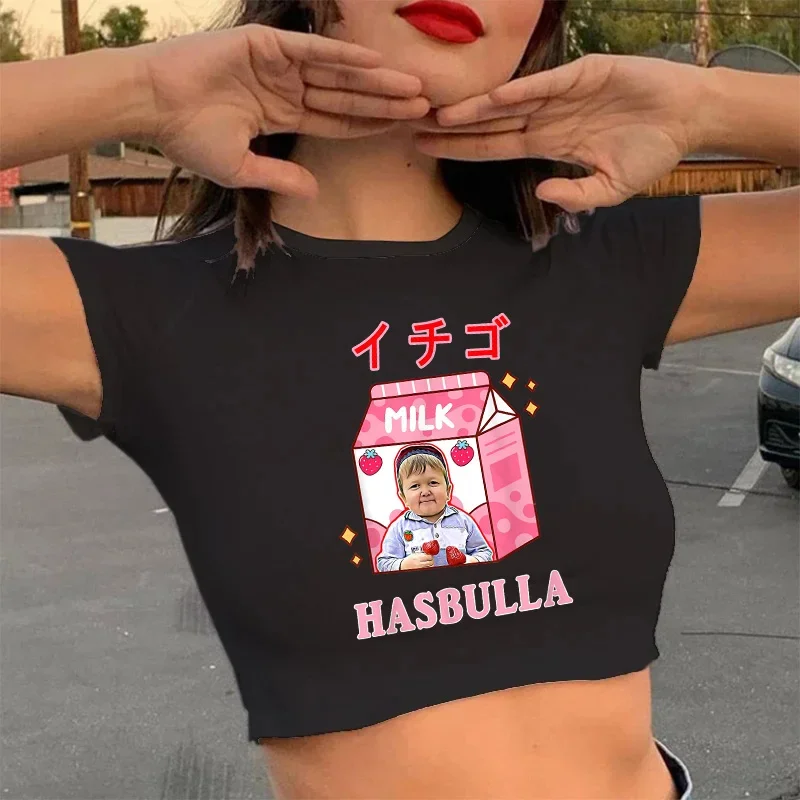 

Team Hasbulla Fighting Graphic T Shirt Women Harajuku Summer Short Sleeve Crop Tops Tshirt Korean Style Ullzang T-shirt Female