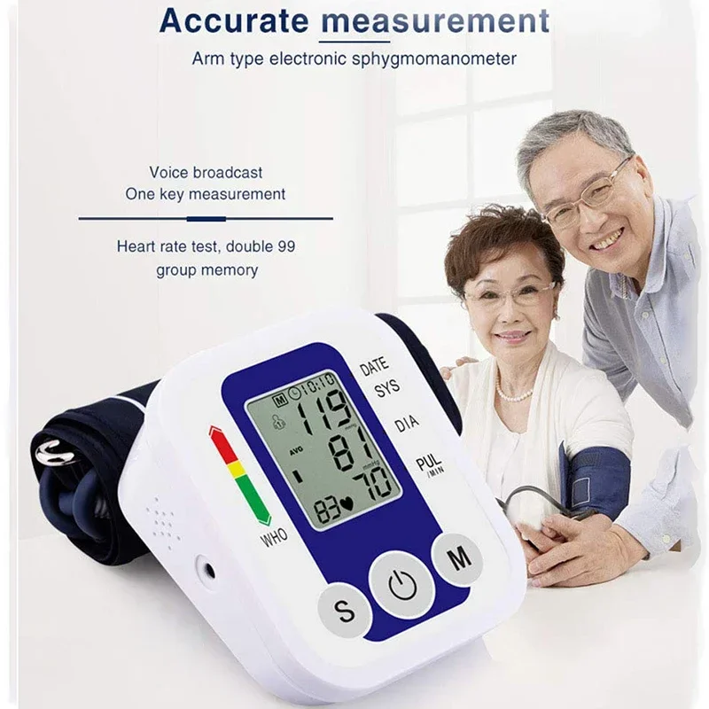 Digital Arm Blood Pressure Test Kit Cuff Sensor Monitor BP Automatic Pressure Tonometer Tensiometer Heart Rate Pulse Meter 4