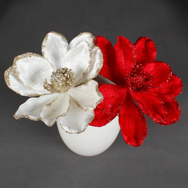 Glitter Christmas Flower Artificial Christmas Tree Decoration New Year Party Home Decoration Fake Flowers Xmas Garland Ornaments christmas decorations