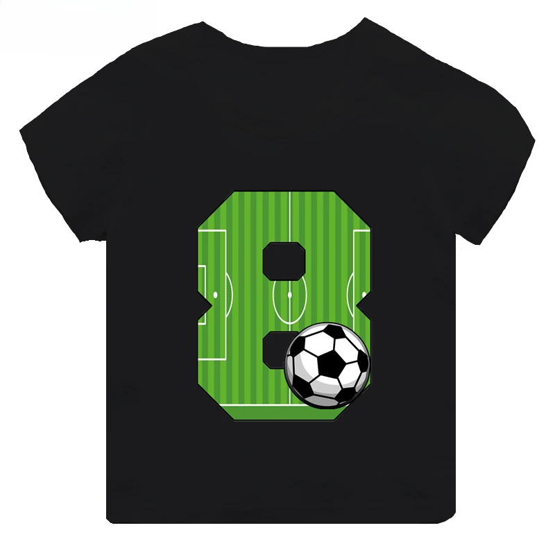 thumbnail image 1 of Camiseta de algodón con estampado de números de fútbol para niños y niñas, divertida camiseta de dibujos animados para cumpleaños de 1, 2, 3, 4, 5, 6, 7, 8 y 9 años, 1 of 5