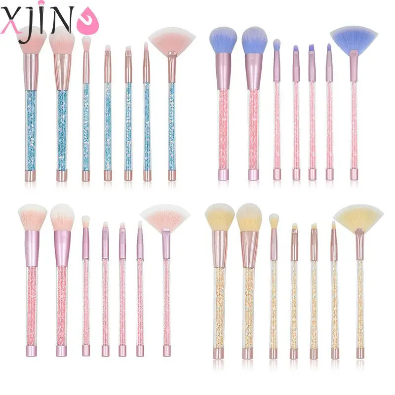 

Advanced Rainbow Glitter Makeup Brush Set Crystal Handle Liquid Foundation Brow Face Makeup Brush Set Dream Girl