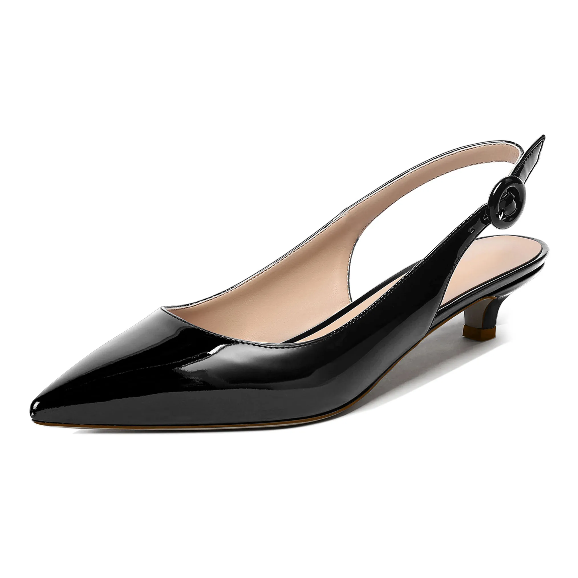 

Odernee Women's 3.5CM Slingback Kitten Heels For Women Patent Leather Pointed Toe Sandals Party Dress Wedding Shoes Office Daily