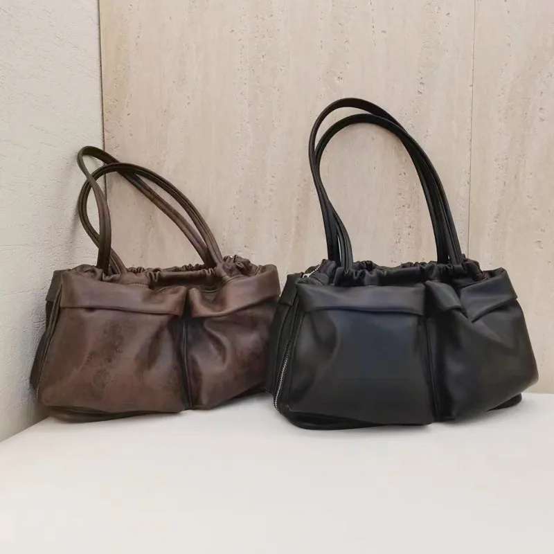 

New Women‘s Leather Tote Bag Large Handbags for Women 2023 Shoulder Bags Female Solid Color Simple Crossbody Bags Balck Sac