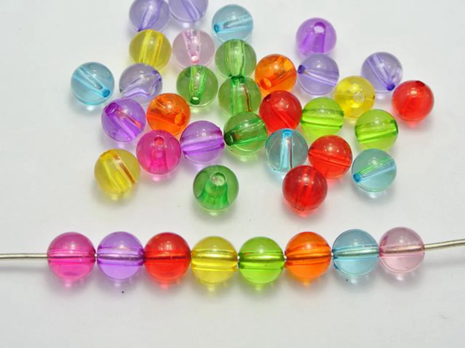 

100 Mixed Colour Transparent Acrylic Round Beads 10mm Smooth Ball Beads