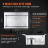 VEVOR Kitchen Sink 304 Stainless Steel Drop-In Sinks,Top Mount Single Bowl Basin  Household Dishwasher Sinks for RV Prep Kitchen 3