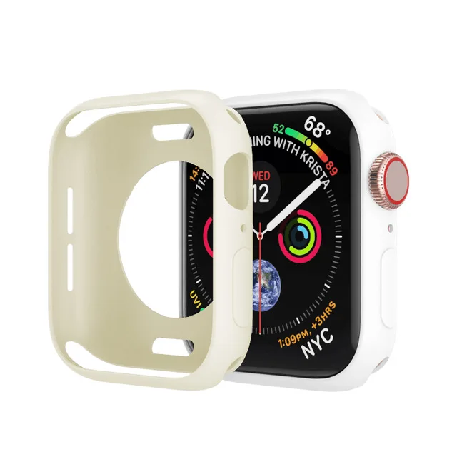 Candy Soft Silicone Case for Apple Watch 3 2 1 42MM 38MM Cover Protection Shell for iWatch 4 5 6 SE 40MM 44MM Watch Bumper 15 Vintage white