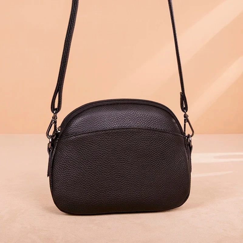 Genuine Leather Cross Body Bag Casual Shell Cow Leather Woman's Handbag Fashion Ladies Solid Shoulder Messenger Bags Clutch