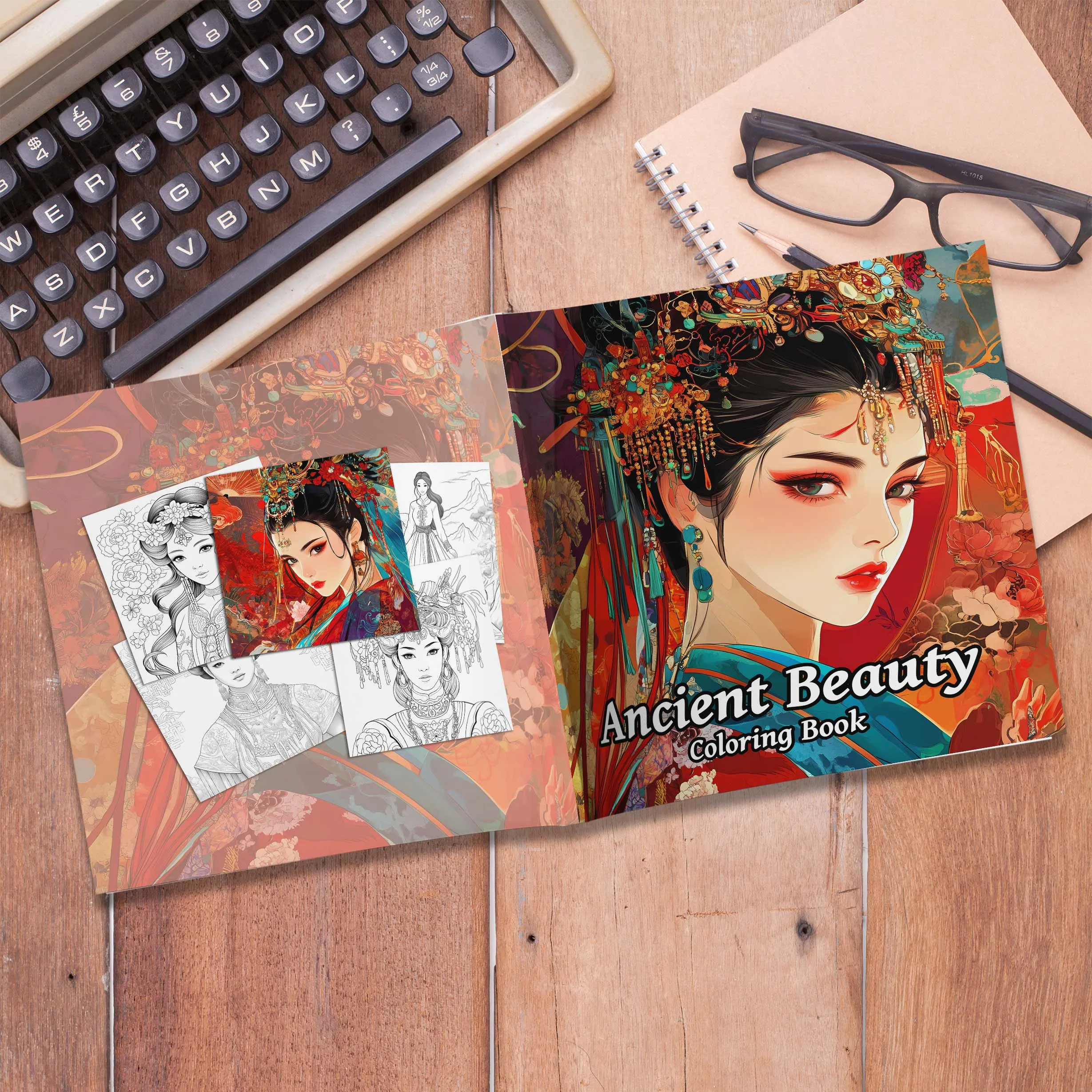 1pc Ancient Beauty coloring Book 24 Pages illustration Creative Relaxation Perfect Self-painting book For Kids And Adult 4