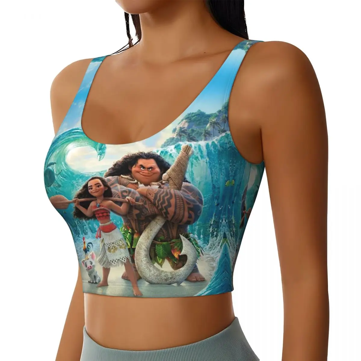 Women's Moana-Ocean Floor Unframed Sports Bra High Impact Gym Workout Running Crop Tank Tops