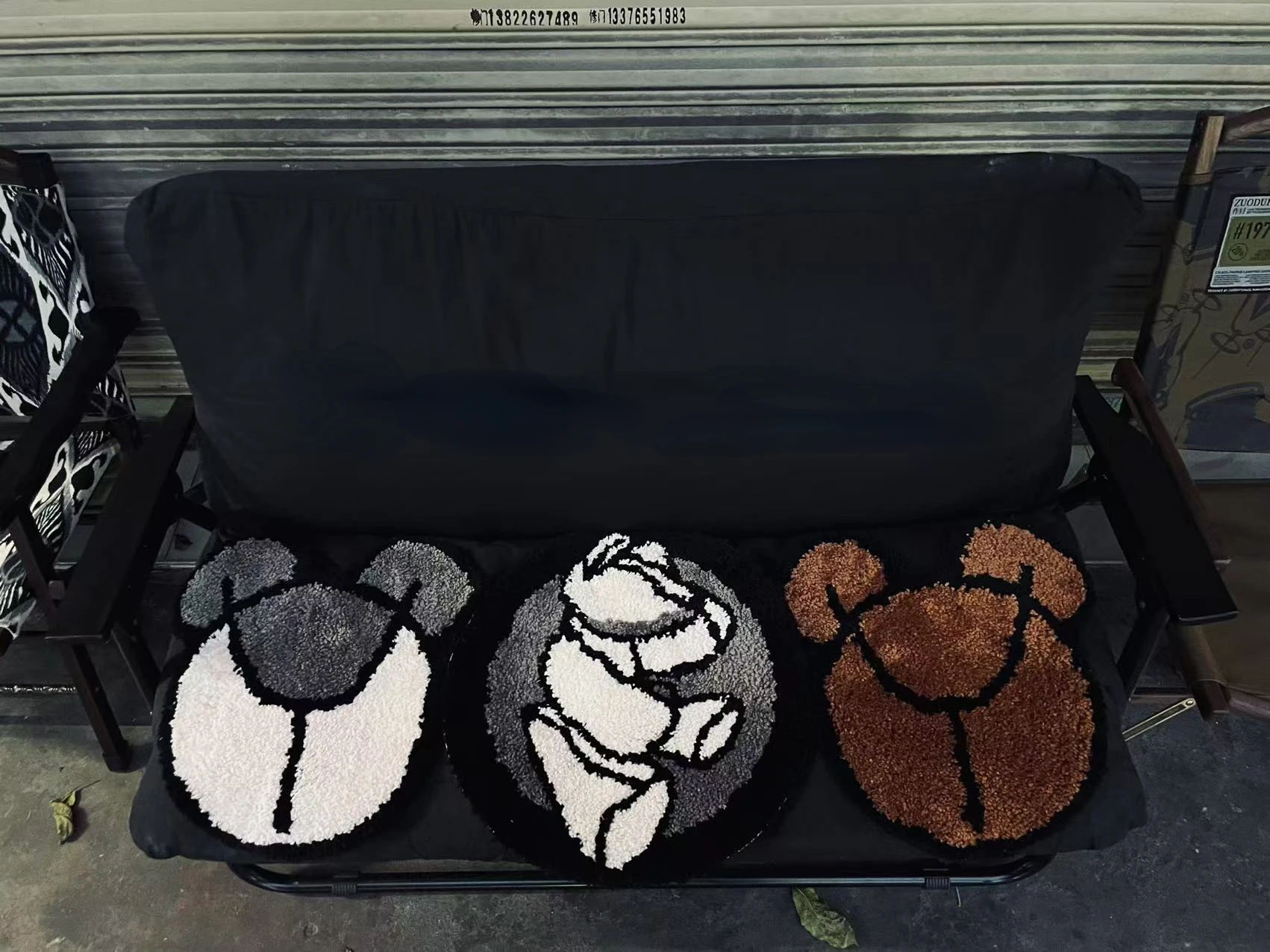 Kuma rug bear cushion, camp carpet, camping edge blanket, several blankets floor blanket, outdoor comfortable fluff seat cushion 6