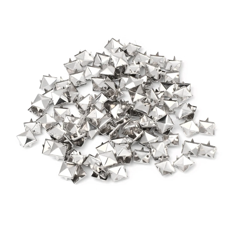 100pcs Square Rivet Metal Studs Spikes Punk Shoes Belt Clothing Decor DIY