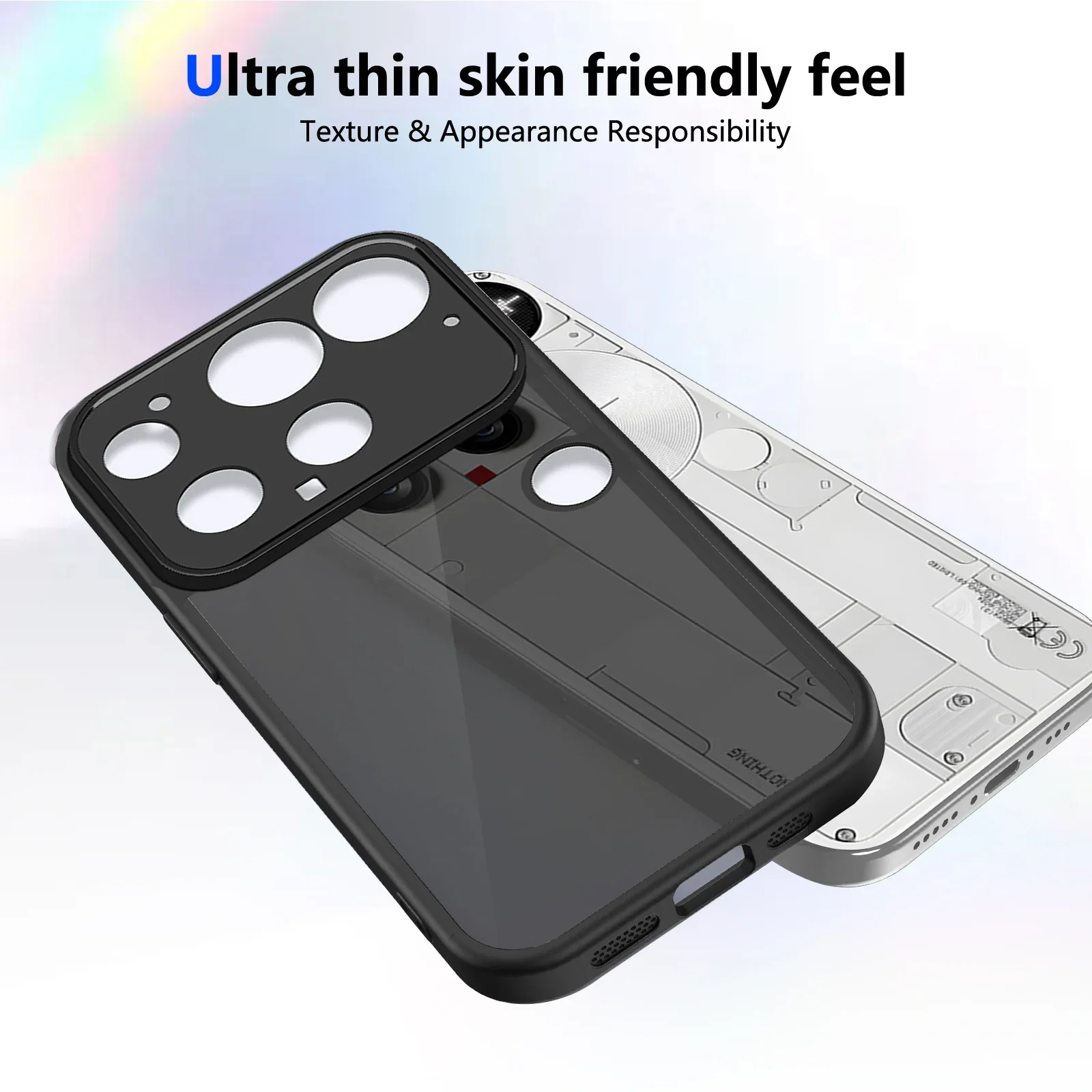Enhanced Shockproof Matte Transparent Phone Case with Lens Protection