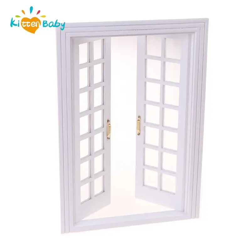 1:12 Dollhouse Wooden Window Door Frame Miniature Doll House Furniture Toys Dollhouse Miniature Window Panel Play House 2