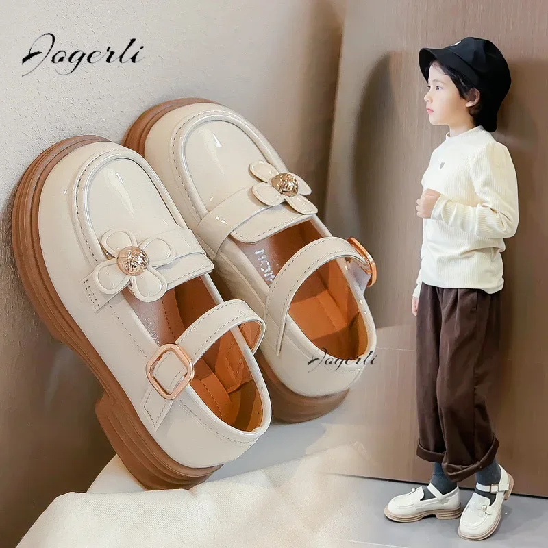 Girls Pu Leather Shoes Spring Autumn Kids Princess Loafer Footwear