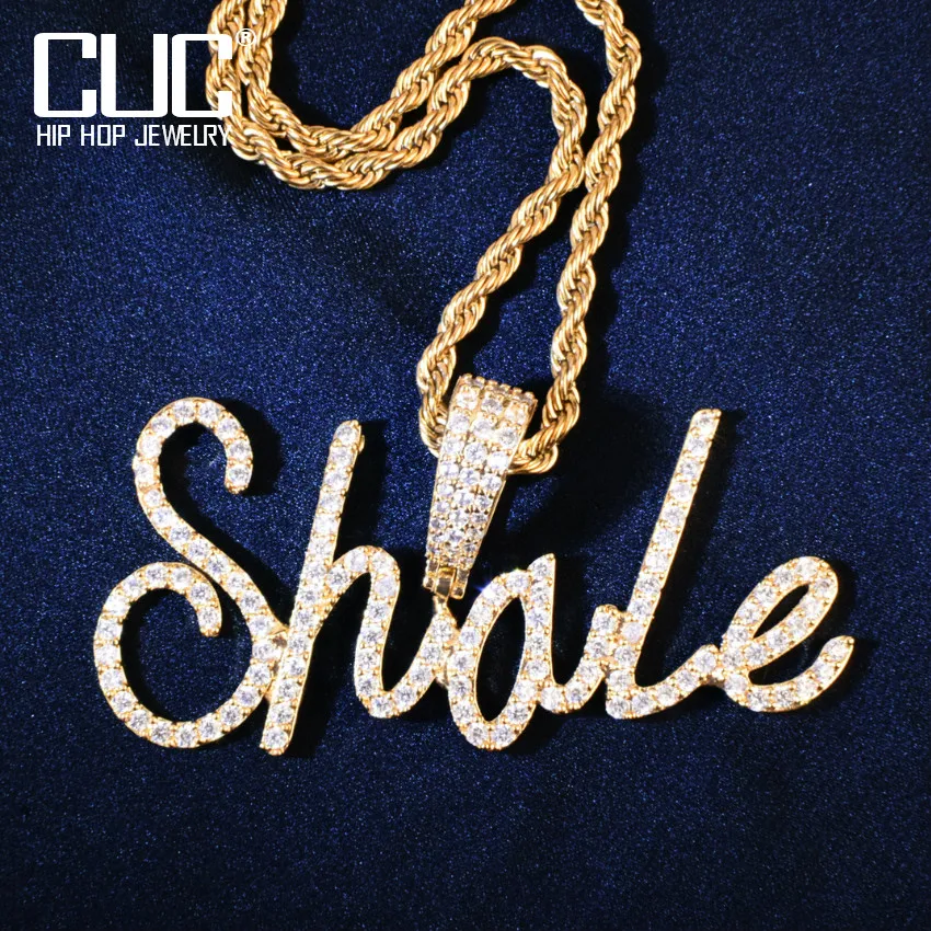 

CUC Custom Single Layer Cursive Letter Pendant Customized Name Necklace Jewelry Iced Out Zirconia Hiphop Chain