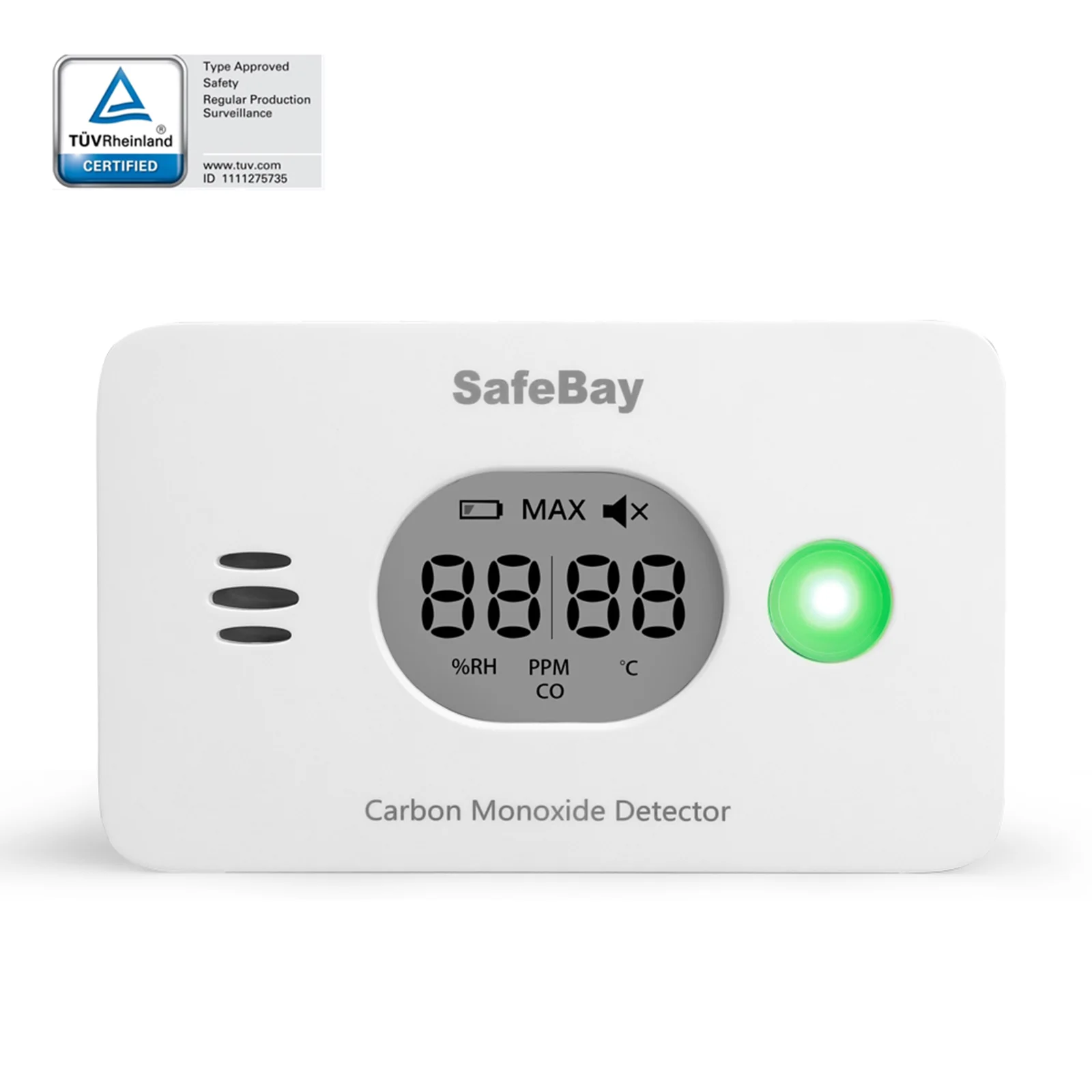 CPVAN Wireless 3-in-1 Digital screen Carbon Monoxide Detector with Temperature & Humidity for Home Security Protection CO Alarm