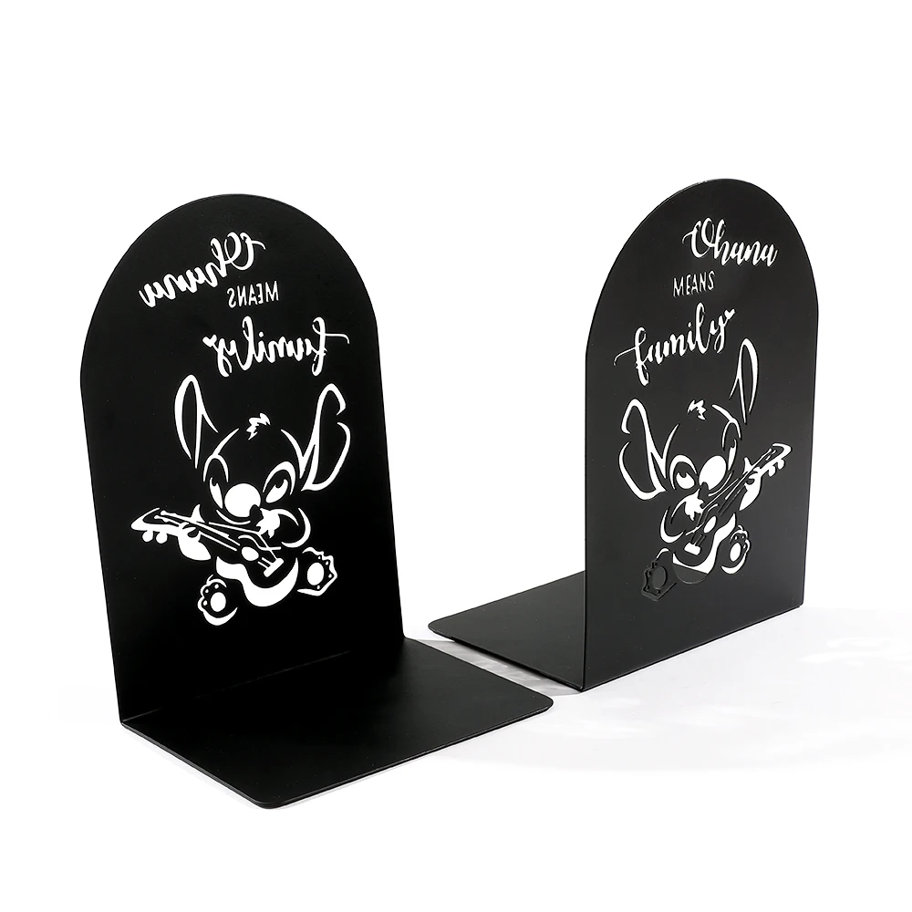 Lilo&Stitch Black Bookend, Metal Material, Stitch Fans' Desktop Storage Bookends Decoration Office Supplies