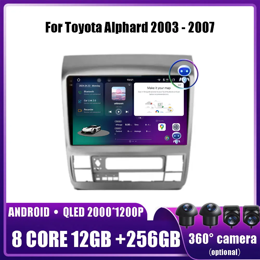 

Android 14 для Toyota Alphard 2003 - 2007 автомобильный мультимедийный плеер головное устройство стерео GPS-навигация BT WIFI DVD 2 din DSP 4G