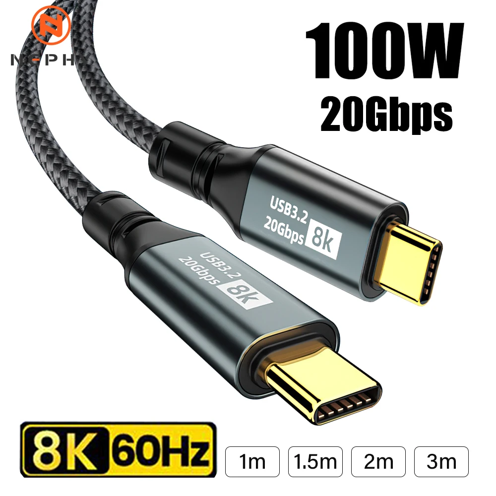 High-Speed USB-C to USB-C Cable with 8K Video and 100W Power Delivery