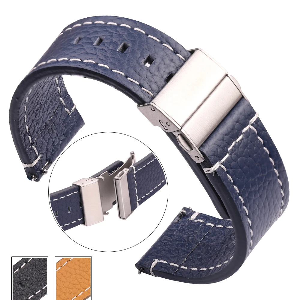 Genuine Leather Universal Quick Release Watchband - Soft Cowhide Strap