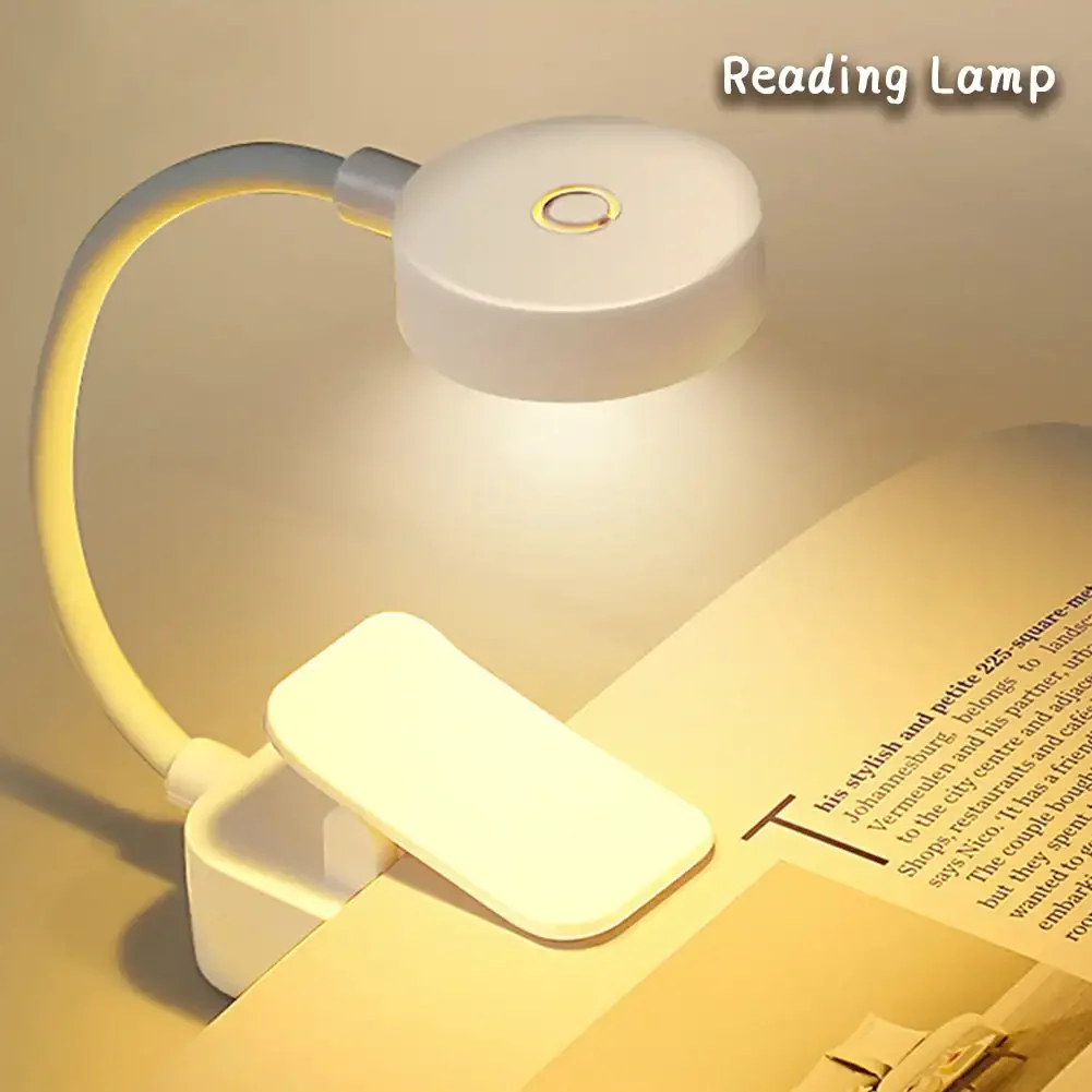LED Light Desk Lamp Night Light Mini Clip Book Lamp 3 Colors Battery Powered USB for Reading