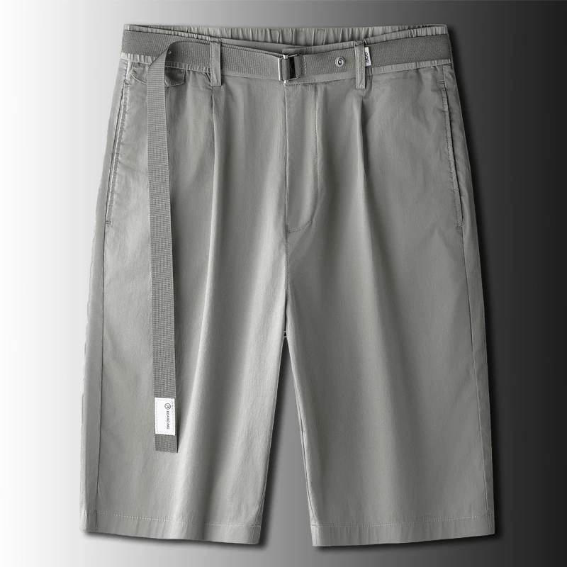 

Шорты мужские из вискозы, деловые льняные штаны, до колена, модные облегающие эластичные удобные повседневные тонкие костюмы в Корейском стиле, на лето