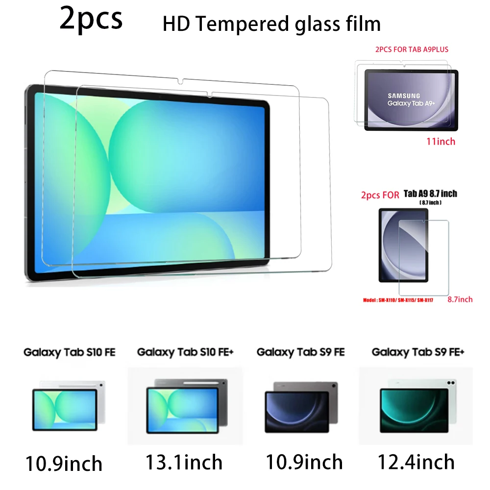 2-Pack Tempered Glass Screen Protectors for Tablets - HD Protective Glass Film