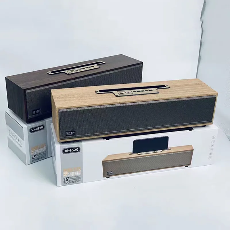 

Retro Wooden Long Wireless Bluetooth 5.3 Speaker TF Card USB Flash Computer Dual Speakers Outdoor Heavy Bass Stand Home Stereo
