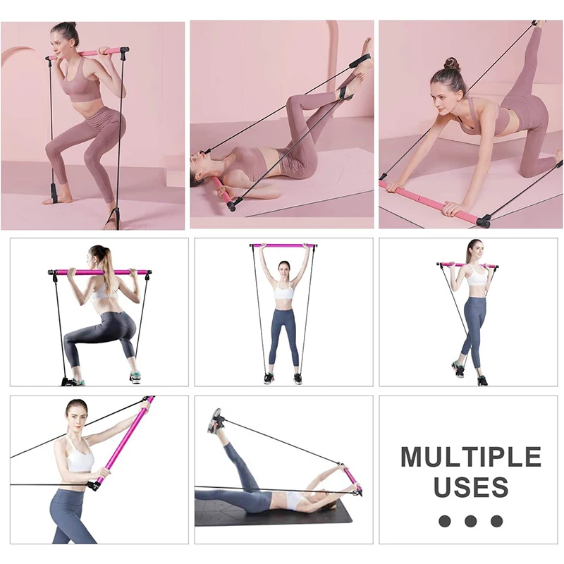 thumbnail image 2 of Adjustable Pilates Expandable Spreader Bar Set With 4 Adjustable Fur Straps Sports Aid Training Fitness Gear 2 of 12